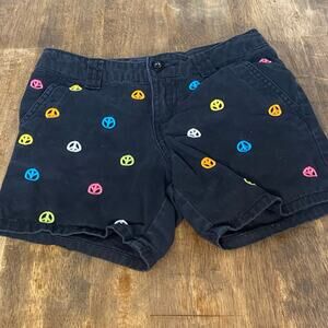 J. Khaki black colorful embroidered groovy peace girls chino shorts SIZE 8